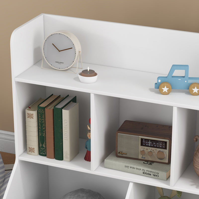 Mobile Portagiochi per Bambini a 3 Livelli con 5 Scomparti 91,5x43x79 cm in Legno Bianco