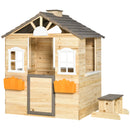 Casetta Bimbi 3-7 Anni a 2 Finestre con Portavasi e Panchina 113Lx94x134,5 cm in Legno di Abete e PP Naturale