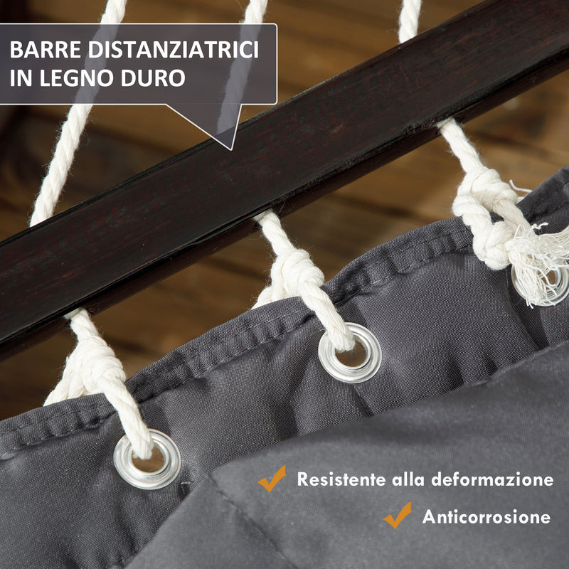Amaca da Giardino Portatile 368x93x110 cm con Cuscino Integrato Grigio Scuro   
