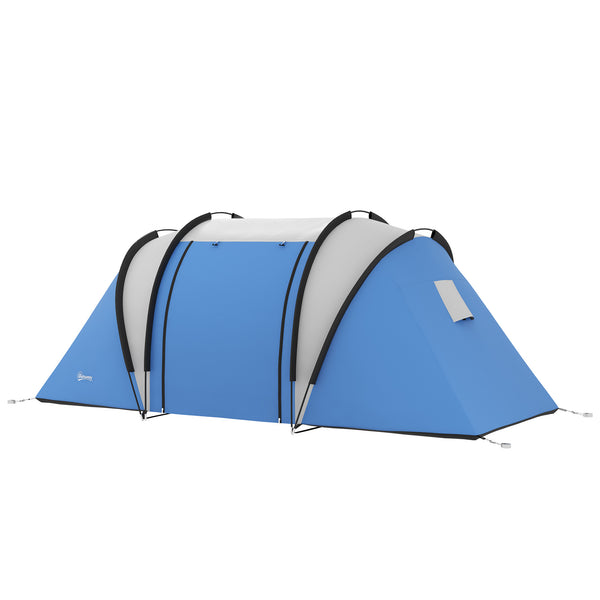 Tenda da Campeggio 2 Posti Impermeabile con 2 Stanze Borsa di Trasporto 220x450x180 cm in Poliestere Blu prezzo
