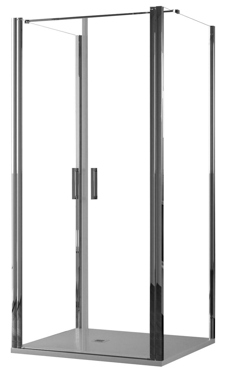 Box Doccia 3 Lati 2 Ante Saloon in Cristallo Trasparente 6mm H195 Bonussi Marty Varie Misure