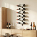 Portabottiglie da Parete 27x10x71 cm per 6 Bottiglie di Vino in Acciaio Nero      