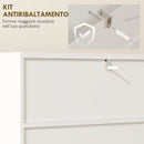 Mobiletto Bagno Moderno 60x31,8x93 cm con 2 Ripiani Aperti e Armadietto con Ante Ammortizzate in MDF Bianco      