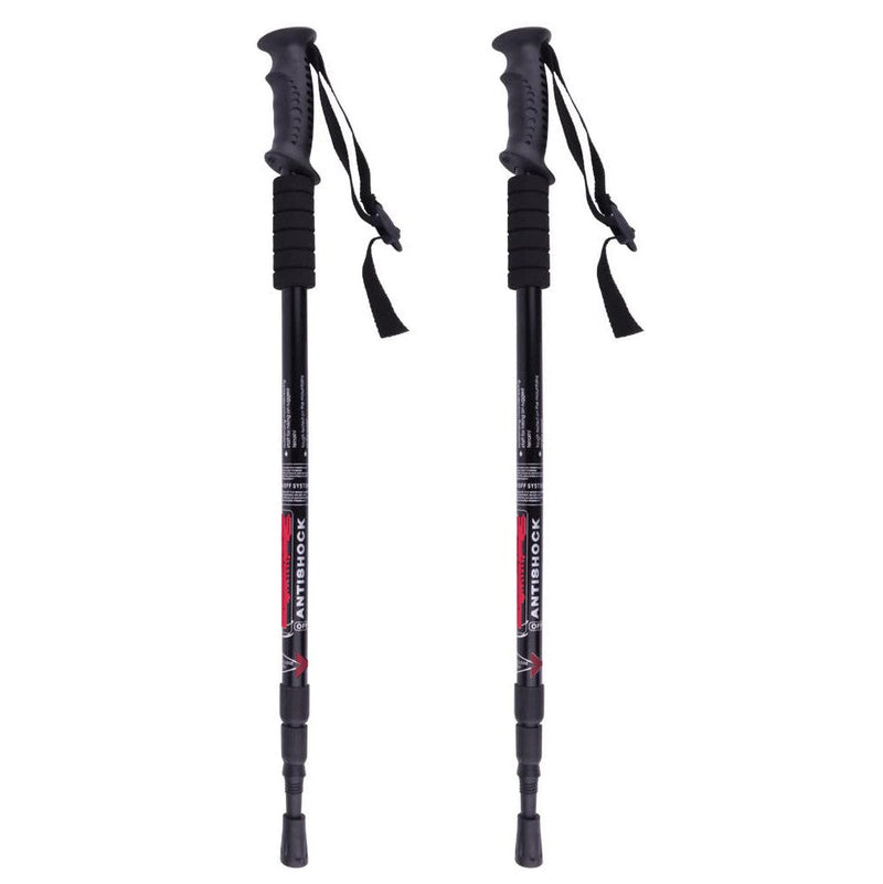 Set 2 Bastoni da Trekking 135 cm Regolabili con Impugnatura Antiscivolo