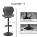 Set 2 Sgabelli Imbottite da Bar 44x50,5x90-110 cm in Similpelle Grigio
