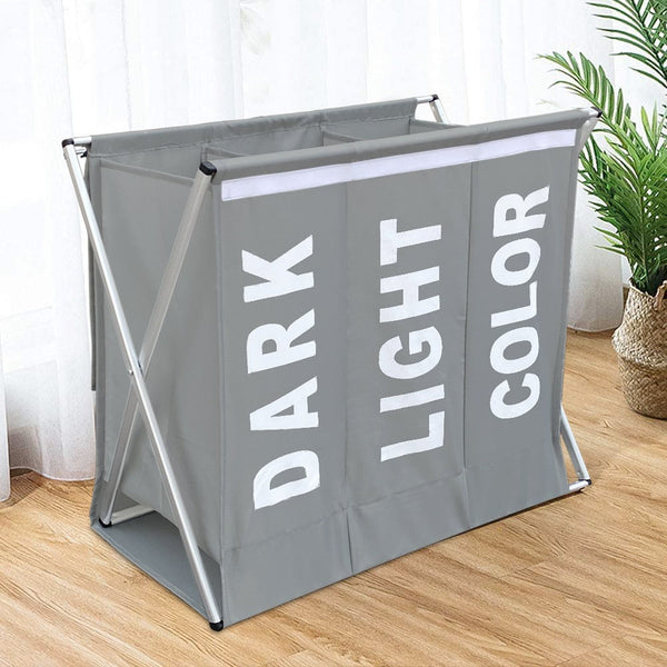 Wäschekorb 63x61x32 cm 3 Fächer aus dunkelgrauem Aluminium acquista