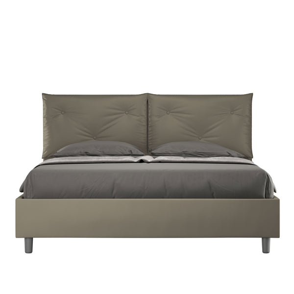 Letto Matrimoniale con Alzata Comoda Imbottito in Similpelle Appia Cappuccino Varie Misure sconto