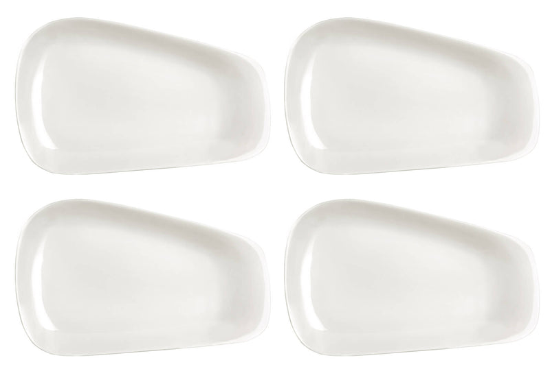 Set 4 Piatti Trapezio 35x23x2 cm in Porcellana Allluminica Kaleidos Aluxina Bianchi