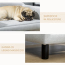 Cuccia Divano per Cani da Interno 82x54x36 cm in Legno di Betulla e Rivestimento Effetto Velluto Grigio Chiaro  