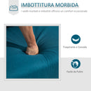 Divano 3 Posti 191x79x87 cmcon Seduta Profonda e Imbottitura Spessa in Tessuto  Blu Pavone      