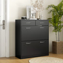 Mobile Scarpiera da 12 Paia 80x30x91,5 cm con Ripiani Regolabili e Cassetti in Legno Nero  