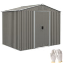 Casetta Box da Giardino con Doppia Porta Scorrevole 236x174x190 cm in Lamiera di Acciaio Grigio  