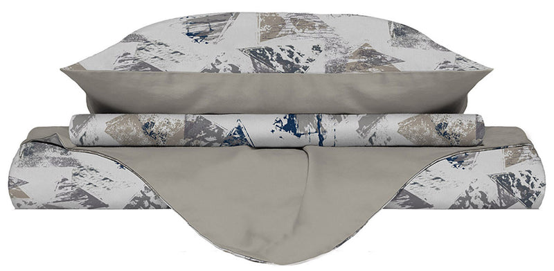 Copripiumino con Federe Stampato in Microfibra Urban Blu Varie Misure