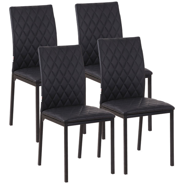 acquista Set 4 Sedie da Pranzo in Finta Pelle Effetto Diamantato Nero