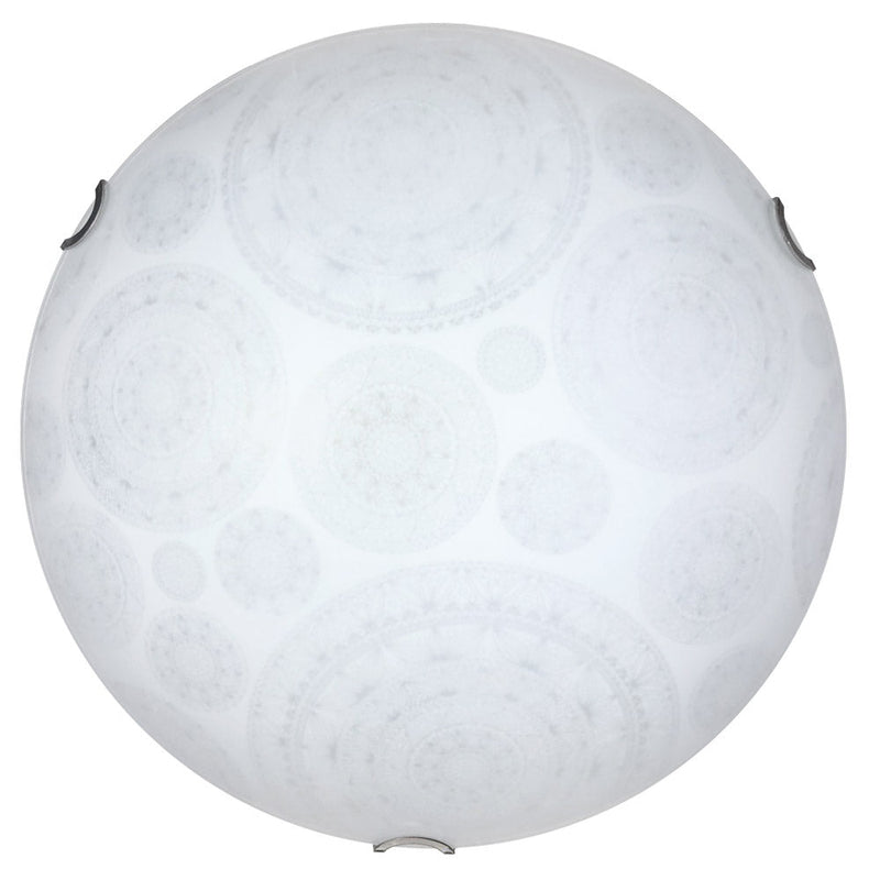 Plafoniera 1xE27 Ganci Cromo Vetro Lastra Bianco Decorato Ruote E-Energy Tosca