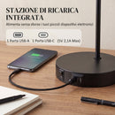 Set di 2 Lampade da Tavolo Moderne 30x15x40,5 cm con Porte USB Attacco E27 in Acciaio Nero      