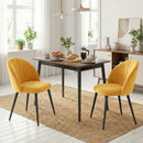 Set 2 Sedie da Pranzo Imbottite 52x55x79 cm con Schienale a Conchiglia in Velluto Giallo      
