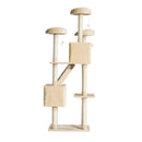 Albero Tiragraffi in Bambù con Morbido Peluche Beige 60x50x180 cm 