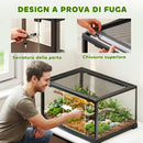 Rettilario Rialzato 60x45x32 cm con Doppia Serratura e Pareti in Vetro Nero      