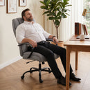 Sedia Ufficio Ergonomica 71x80x110-118A cm Portata 220kg Girevole in Tessuto Effetto Lino Grigio Chiaro      
