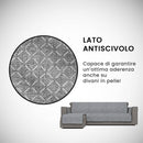 Copridivano con Penisola Sinistra in Poliestere e Cotone Grigio Scuro Varie Misure