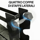 Porta Pesi e Rastrelliera Manubri 70x21x55 cm a 4 Ripiani Carico 200kg in Acciaio Nero      