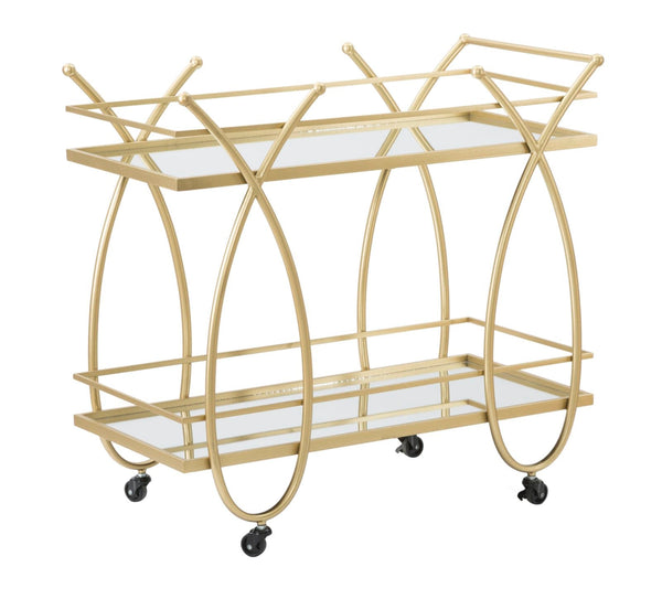 sconto Ribbon Trolley 80x40x75 cm aus MDF-Eisen und Goldspiegel