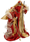 Natività 3 Personaggi H44 cm in Tessuto Rosso e Oro
