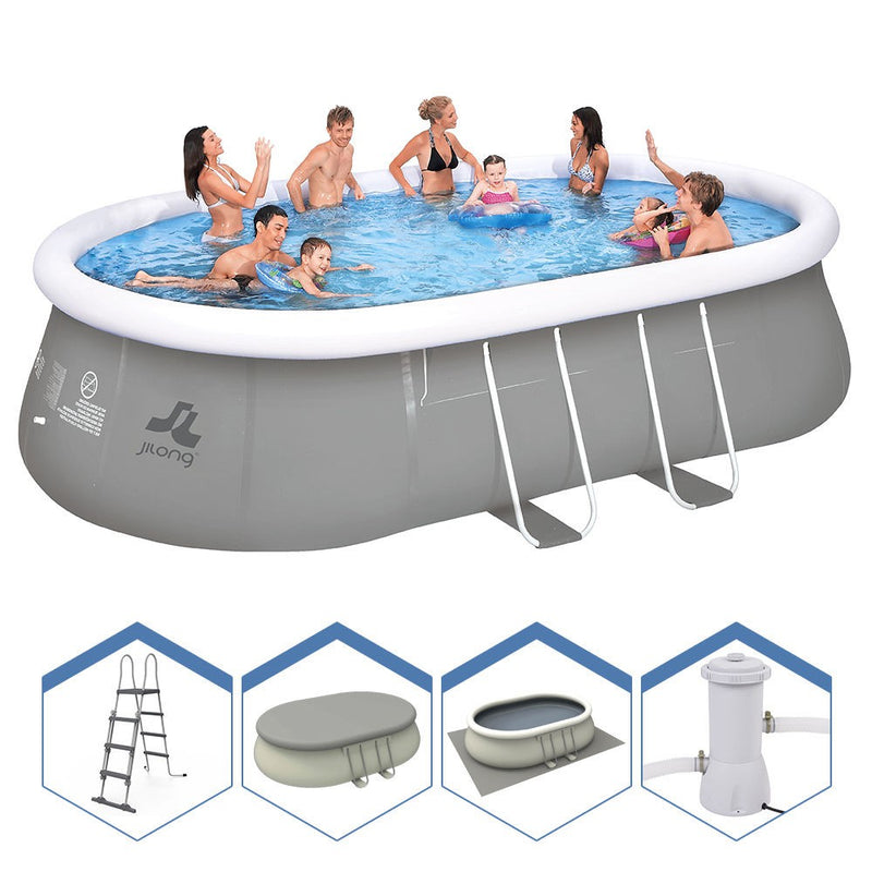 Piscina Fuori Terra Ovale 540x304x106cm Jilong Grigia