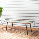 Tavolino da Giardino 110x60x40 cm in Rattan PE con Piano in Vetro e Acciaio Legno Naturale   