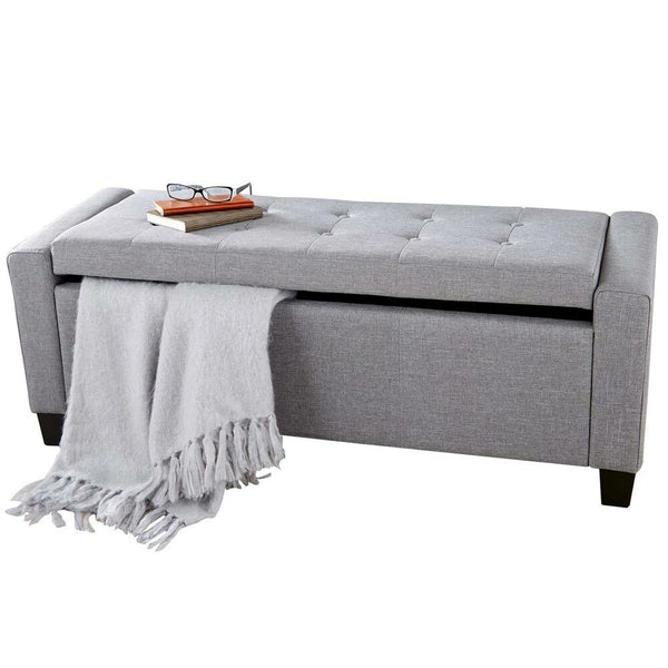 Cassapanca Pouf Contenitore Panca Fondoletto 110x40x40 cm in Tessuto Grigio Chiaro sconto