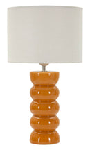 Lampada da Tavolo Torr Senape Ø25x46 cm in Ceramica e Ferro e Tessuto Senape e Bianco      