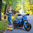 Moto Elettrica per Bambini 3-8 Anni con 12V Doppi Motori Rotelle e Clacson 3 km/h Capacità 30kg Blu      