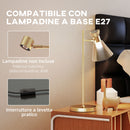 Lampada da Tavolo Moderna con Paralume in Vetro Regolabile Ambrato e Satinato Attacco E27 Oro      