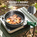 Set 8 Pezzi da Cucina per Campeggio Kit Ultraleggero con Manici Anti-Scottatura in Alluminio Grigio      