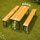 Set Birreria con 2 Panche e Tavolo Pieghevole 170x46x75 cm Panca Seduta Salvaspazio in Legno di Abete e Ferro       