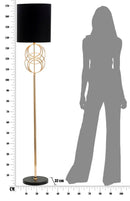 Lampada da Terra Circly Ø35x171 cm in Ferro PVC e Tessuto Oro e Nero