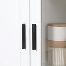 Credenza Moderna da Cucina 76x36x160 cm 2 Ante con Mensole Regolabili in Legno e Vetro Bianco