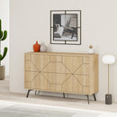 Madia con 4 Ante Credenza Bassa 123x35x77,4 cm Design Geometrico Moderno in Legno Quercia      