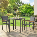 Set 2 Sedie da Giardino 56x62x89 cm con Braccioli Effetto Legno in Texteline e Metallo Grigio      