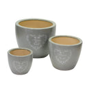 Set 3 Portavasi in Ceramica ø29H23cm Flowers Grigio Opaco