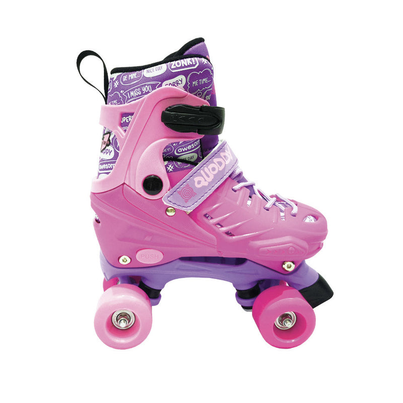 Pattini Classici con Scarpa Allungabile Misura Regolabile 31-34 Freno a Tampone Rosa/Viola