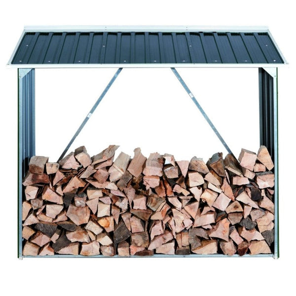 Garten-Holzschuppen 166 x 63 x 160 cm in Anthrazit und Weißmetall acquista