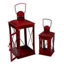 Set 2 Lanterne in Metallo rosso quadro