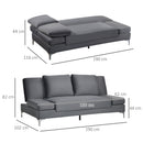 Divano Letto Matrimoniale 190x102x82 cm in Poliestere e Metallo Grigio