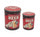 Set 2 Pouf Round Container in MDF Beer Red und Black