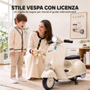 Moto Elettrica per Bambini 3+ Anni Licenza Piaggio Vespa 7,2 V 81x37x63 cm con Rotelle Rimovibili 3-5 km/h Max 30 kg in PP Bianco      