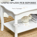 Tavolino da Caffè Basso in Legno Bianco 94x44x42 cm 