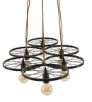 Lampadario Indust Circle 6 Luci 110x60x6 cm in Ferro