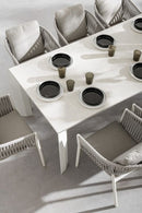 Set 4 Sedie 57x60x80h cm con Braccioli e Cuscini Florencia Bianco